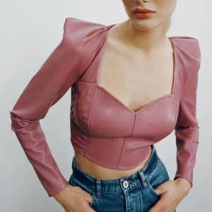 Zara XS Faux leather top new with tags